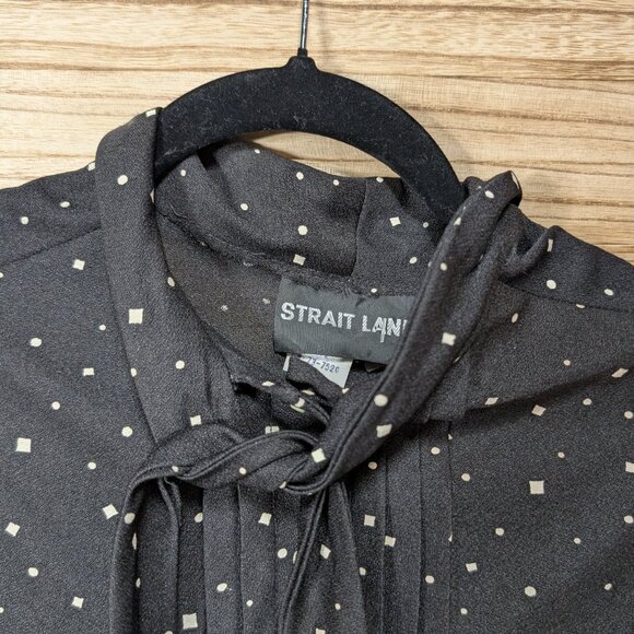 VINTAGE Strait Lane Black Polka Dot Midi Dress with Belt Size 12 - Picture 5 of 14